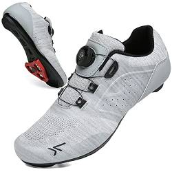 VNANV Fahrradschuhe Herren Damen Rennradschuhe MTB Schuhe Herren Damen rennradschuhe Herren rennrad Fahrradschuhe Look SPD SPD-SL Delta Lock Pedal Reitschuhe Spinning Schuhen(42,Grau) von VNANV