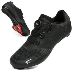 VNANV Fahrradschuhe Herren Damen Rennradschuhe MTB Schuhe Herren Damen rennradschuhe Herren rennrad Fahrradschuhe Look SPD SPD-SL Delta Lock Pedal Reitschuhe Spinning Schuhen(45,Schwarz) von VNANV