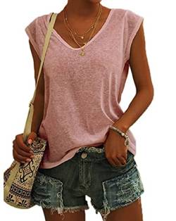 T Shirt Damen V Ausschnitt sexy Sommer Kurzarm Baumwolle Bluse Oberteil Elegant Oversize Sommershirts Hemdbluse Mit Locker Basic Blusen Tee Tops Mode Tunika Streetwear für Frauen von VNBUY