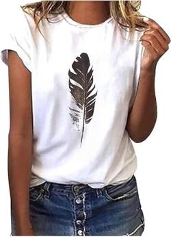 Tshirt Damen Oberteile Sommer Kurzarm Bluse mit Bunte Blumen Elektrokardiogramm Druck Rundhals Tee Tops Pullover Teenager Mädchen Pulli Tunika Shirt Freizeit Basic T Shirts für Frauen von VNBUY