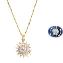 VNDUIFH An meine Enkelin Sonnenblumen-Fidget-Halskette, s925 Silber drehender Sonnenblumen-Halskettenanhänger mit Zirkonia (Gold,one size) von VNDUIFH
