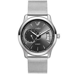 Automatik Uhr Herrenuhr Bite Unisex 39,5mm Silber Grau Mesharmband in Silber 190mm von VNEN