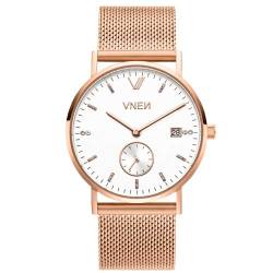 Damenuhr Quarz Uhr Nevra Rosegold Weiß Mesharmband in Rosegold von VNEN