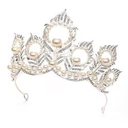 Diademe und Kronen für Frauen, Barock-Retro-Kopfschmuck, Hochzeit, silberne Perlenkrone, Haarkleid, Hochzeit, Haarkleid, Braut-Kopfschmuck, beliebte Haarkrone für Damen von VNNHGB