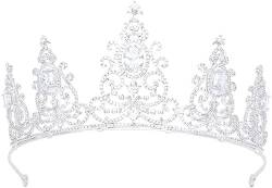 Hochzeitskrone, Diadem-Tiara mit Kristall, elegante Damen-Diademe und Kronen für Festzugspartys, raffiniert und robust, strahlend hell, zeigt exquisite Schönheit (Silber wie s von VNNHGB