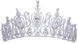 Kristallherz-Braut-Tiara-Kronen, Strass-Festzug-Krone für Braut-Haarbänder, Hochzeits-Haarschmuck, der hell glänzt und exquisite Schönheit zeigt (Silber wie abgebildet) von VNNHGB