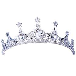 Tiaras und Kronen für Frauen, Vintage Barock Lila AB Kristall Krone Haarschmuck Tiara Frauen Geburtstagsfeier Strass Brautkrone Haarschmuck (Farbe: Silber) von VNNHGB