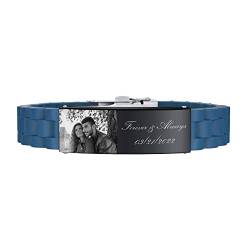 Armband für Männer:VNOX Personalisiertes Graviertes Personalisiertes Foto & Text Männer-ID-Armband für Papa Ehemann Armbänder Größenverstellbares Silikonarmband für Männer Geburtstagsgeschenk. von VNOX