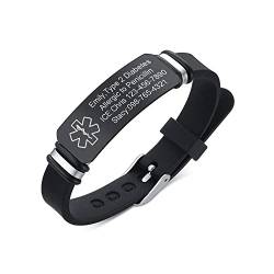 Notfallarmband Medizinisch Junge Personalisiert Uhrenarmband:VNOX Personalisiertes ID Armbänder mit Gravur Verstellbares Medizinischer Armband aus Edelstahl Männer von VNOX