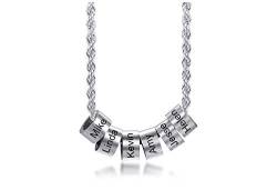 VNOX 2/3/4/5/6 Namen Perlen Charms Halskette für Männer Personalisierte Perlen Edelstahl Halskette mit Familien/Partnernamen Anhänger Halskette für Männer Frauen von VNOX
