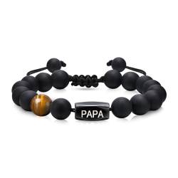VNOX Armband Herren Papa Lederarmband : Daddy Geschenk Perlen Armkette Schwarz Geflecht Leder Armbänder Charm Lederarmband für Männer Opa Papa,Vatertag/Geburtstagsgeschenk von VNOX