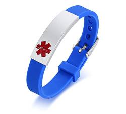 VNOX Edelstahl Customization Personalisierte Medizinische Alert ID Nachricht Armband aus Gummi Einstellbare Medizinische Silikon ID Armband von VNOX