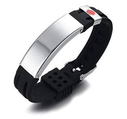 VNOX Edelstahl Silikon Personalisierte medizinische Alert ID Armband Sos Notfall für Männer Frauen einstellbar,Free Gravur von VNOX