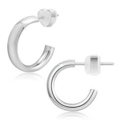 VNOX Ohrringe Silber Mädchen Creolen Damenohrringe Edelstahl CC Ohrringe Damen Earrings for Women Ohrringe Kreolen Silber Ohrstecker Verschluss Kleine Hochzeit Schmuck Geschenke für Frauen,Silber 15 von VNOX