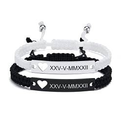 VNOX Paar Armbänder Partner Freundschaft Schwestern 2pcs Geflochten Einstellbar Bunt Handgefertigtes Brautjungfer Seilarmband|Armband Damen mit Gravur von VNOX