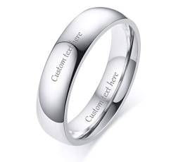 VNOX Personalisierte Benutzerdefinierte 5mm Breite Versilbert Edelstahl Einfaches Paar Ring Ehering Ring für Frauen Männer, Kostenlose Gravur, Größe 54 von VNOX