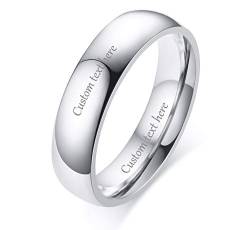 VNOX Personalisierte Benutzerdefinierte 5mm Breite Versilbert Edelstahl Einfaches Paar Ring Ehering Ring für Frauen Männer, Kostenlose Gravur, Größe 57 von VNOX