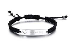 VNOX Personalisierte Gravur Anpassen Paare Schwestern Freundschaft Brautjungfer Familie Schmuck-Set für 2/3/4/5 Edelstahl Geflochtene Hohl Herz Bar Armband für Frauen Männer von VNOX