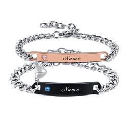 VNOX Personalisierte Gravur Paar Armbänder Personalisierbaren Armbänd Familie Armbänder|Partnerarmband für Paare|Pärchen Armband (2 Stück Zirkon Paar Armband) von VNOX