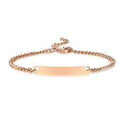 VNOX Personalisierte Gravur Paar Armbänder Personalisierbaren Armbänd Familie Armbänder|Partnerarmband für Paare|Pärchen Armband (Roségold-4mm-17cm) von VNOX