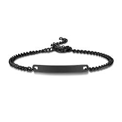 VNOX Personalisierte Gravur Paar Armbänder Personalisierbaren Armbänd Familie Armbänder|Partnerarmband für Paare|Pärchen Armband (schwarz-4mm-17cm) von VNOX