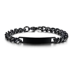 VNOX Personalisierte Gravur Paar Armbänder Personalisierbaren Armbänd Familie Armbänder|Partnerarmband für Paare|Pärchen Armband (schwarz-7mm-19cm) von VNOX