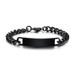 VNOX Personalisierte Gravur Paar Armbänder Personalisierbaren Armbänd Familie Armbänder|Partnerarmband für Paare|Pärchen Armband (schwarz-8mm-21cm) von VNOX