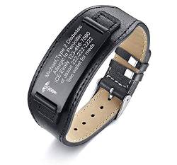 VNOX Personalisierte Herren Damen Medizinisch ID Leder Armband Braid Names Medizinisch Warnen Armband für Männer Paar mit Familiennamen - Geburtstag von VNOX