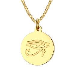 VNOX Personalisierte Horus Halskette Anhänger Runde Edelstahl Altes Ägypten Anhänger Böses AugeDas Auge der Horus Frauen Kette Münzschmuck,50cm,Gold,Silber. von VNOX