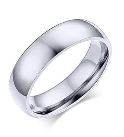VNOX Personalisierte Individualisieren 6mm Breite Edelstahl Einfacher Bandring Ehering Ring für Frauen Männer, Kostenlose Gravur,Größe 52(16.6) von VNOX