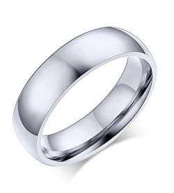 VNOX Personalisierte Individualisieren 6mm Breite Edelstahl Einfacher Bandring Ehering Ring für Frauen Männer,Kostenlose Gravur,Größe 59(18.8) von VNOX