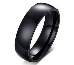 VNOX Personalisierte Individualisieren 6mm Schwarz SchwarzBreite Edelstahl Einfacher Bandring Ehering Ring für Frauen Männer,Kostenlose Gravur,Größe 59(18.8) von VNOX