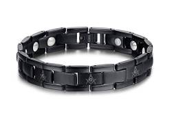 Vnox Herren-Armband mit Freimaurer-Magnettherapie, 12,5 mm, Schwarz von VNOX