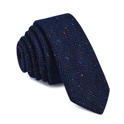 VOBOOM Herren Krawatte Skinny Tie Tweed Muster Wolle Krawatte, 06-021 Navy meliert von VOBOOM