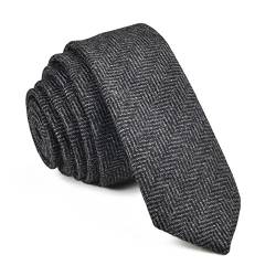 VOBOOM Herren krawatte dünne krawatte tweed-muster-woll-hals-bindung-viele farben länge: 59" (150cm) breite: 2,36" (6cm) an den breitesten; 06 schwarz von VOBOOM