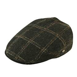 VOBOOM Herringbone Flat Efeu Newsboy Hut Wollmischung Gatsby Cabbie Cap, kariert grün, 57 EU von VOBOOM