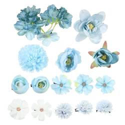 VOCOSTE 15 Stück, Blumenhaarspangen, Blumenhaarspangen für Frauen, Blau Weiß von VOCOSTE
