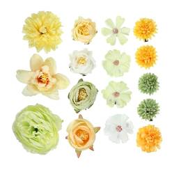 VOCOSTE 16 Stück, Blumen Haarklammern, Blumen Haarspangen für Frauen, Gelb Grün von VOCOSTE