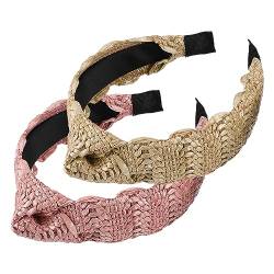 VOCOSTE 2 Stück Breite Geknotete Damen Stirnband Rosa Braun 1.77" Breit für Damen von VOCOSTE