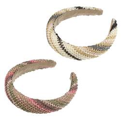 VOCOSTE 2 Stück Stroh Rattan Schwamm Stirnband für Frauen Maedchen Verschiedene Farbe von VOCOSTE