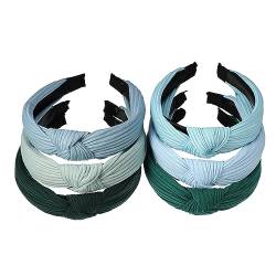 VOCOSTE 5 Stück Breite Geknotete Stirnband für Frauen Grün Blau 1.18" Breit von VOCOSTE