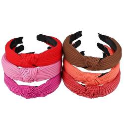 VOCOSTE 5 Stück Breite Geknotete Stirnband für Frauen Rot Orange 1.18" Breit von VOCOSTE