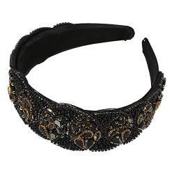 VOCOSTE Bling Strass Stirnband Weiß Strass Stirnband mit Breitem Rand Schwarz von VOCOSTE