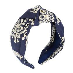 VOCOSTE Blumiges gemustertes Knoten-Haarband für Frauen, Tiefblau, 12,5 cm x 5 cm von VOCOSTE