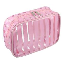 VOCOSTE Klare Kulturtasche, Transparente Make-up Tasche, PVC, 20,5x15x6,5 cm, Pink von VOCOSTE