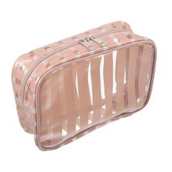 VOCOSTE Klare Kulturtasche, Transparente Make-up-Tasche, PVC, 8,07", Hellbraun von VOCOSTE