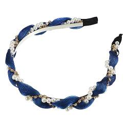 VOCOSTE Strass Perle Wrap Textil Stirnband, Frauen Haarband, Marineblau von VOCOSTE