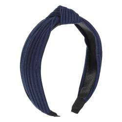 VOCOSTE Strukturierte Baumwolle Knoten Stirnband Weiche Haarband für Frauen Marineblau 1.3 Zoll Breit von VOCOSTE