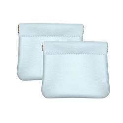 VOFOON [Upgrade] Mini-Geldbörse aus Leder, kleine Schmucktasche, Leder-Reisetasche, Münzhalter für Männer/Frauen, 2/4 Stück, Blau von VOFOON