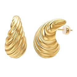 Vogem Chunky Gold Ohrringe Damen Waterdrop Ohrringe Damen Croissantbrot Ohrstecker Mädchen Schmuck von VOGEM